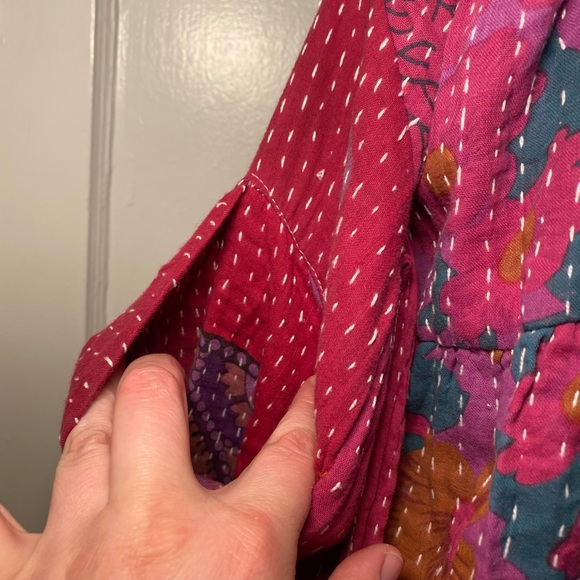 VGUC Kantha Bae Crossroads Overalls Magenta Floral Free Size Bohemian Jumpsuit - Picture 7 of 11